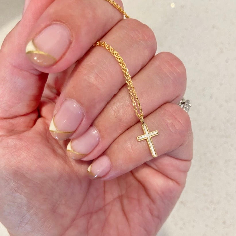 Mother of Pearl Cross Necklace