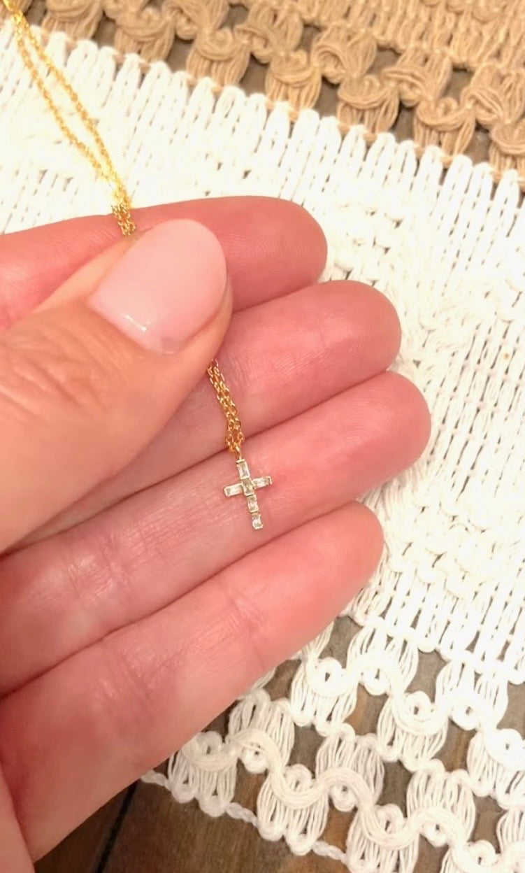 Baguette Cross Necklace