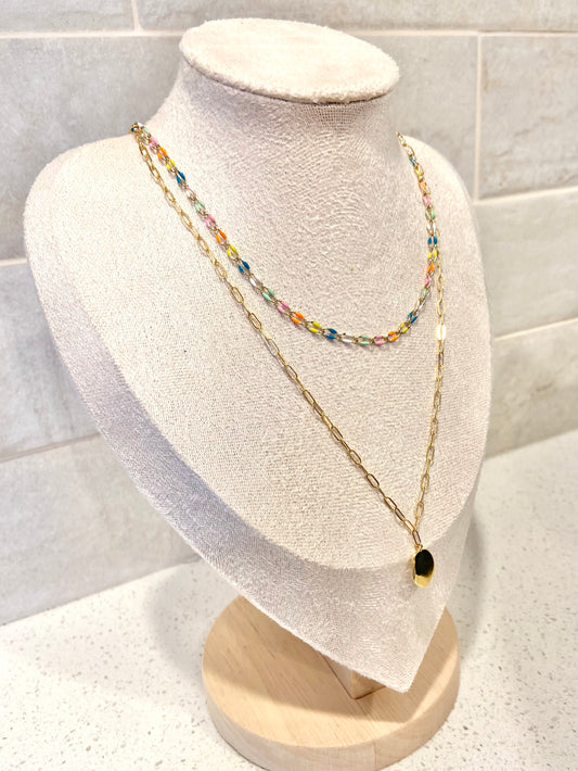 Gold Filled Multi Color Necklace